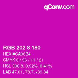 カラーコード: RGB 202 8 180 | qconv.com