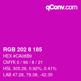 Color code: RGB 202 8 185 | qconv.com