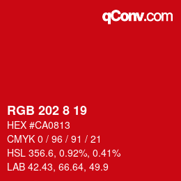 Color code: RGB 202 8 19 | qconv.com