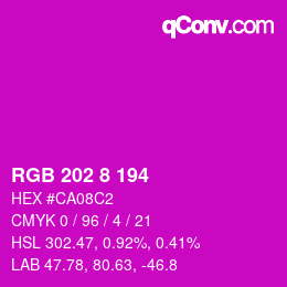 Color code: RGB 202 8 194 | qconv.com