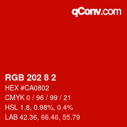 Color code: RGB 202 8 2 | qconv.com