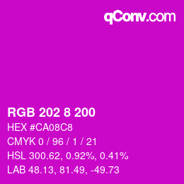 カラーコード: RGB 202 8 200 | qconv.com
