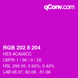 Color code: RGB 202 8 204 | qconv.com