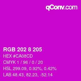 Color code: RGB 202 8 205 | qconv.com