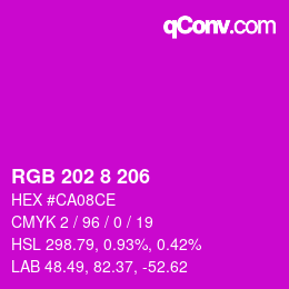 颜色代码: RGB 202 8 206 | qconv.com