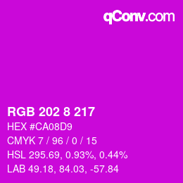 Color code: RGB 202 8 217 | qconv.com