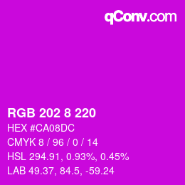カラーコード: RGB 202 8 220 | qconv.com