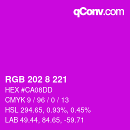 Color code: RGB 202 8 221 | qconv.com