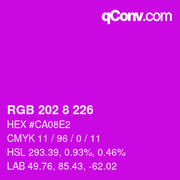 Color code: RGB 202 8 226 | qconv.com