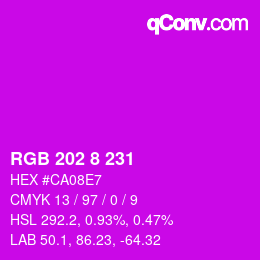 Code couleur: RGB 202 8 231 | qconv.com