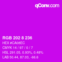カラーコード: RGB 202 8 236 | qconv.com