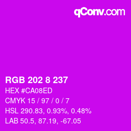 颜色代码: RGB 202 8 237 | qconv.com