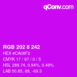Color code: RGB 202 8 242 | qconv.com