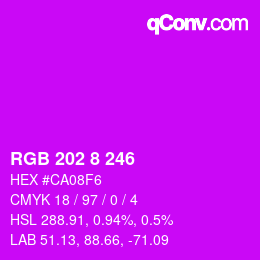 Color code: RGB 202 8 246 | qconv.com
