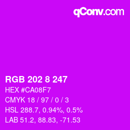 Color code: RGB 202 8 247 | qconv.com