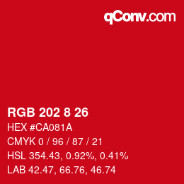Color code: RGB 202 8 26 | qconv.com