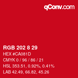 Color code: RGB 202 8 29 | qconv.com