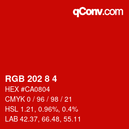 Color code: RGB 202 8 4 | qconv.com