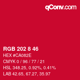 カラーコード: RGB 202 8 46 | qconv.com