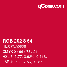 Color code: RGB 202 8 54 | qconv.com