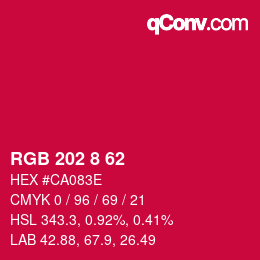 カラーコード: RGB 202 8 62 | qconv.com