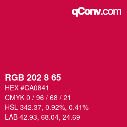 カラーコード: RGB 202 8 65 | qconv.com