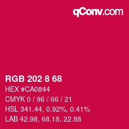 Color code: RGB 202 8 68 | qconv.com