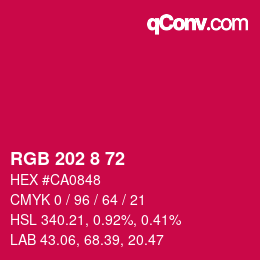 Color code: RGB 202 8 72 | qconv.com