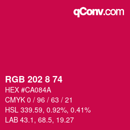 Color code: RGB 202 8 74 | qconv.com