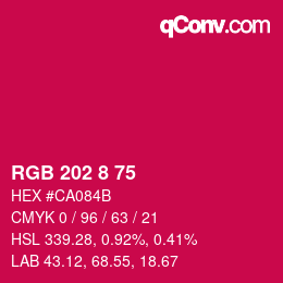 カラーコード: RGB 202 8 75 | qconv.com