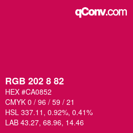 Color code: RGB 202 8 82 | qconv.com