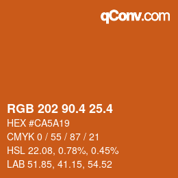 カラーコード: RGB 202 90.4 25.4 | qconv.com