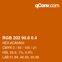 カラーコード: RGB 202 90.8 0.4 | qconv.com