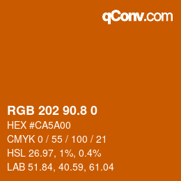カラーコード: RGB 202 90.8 0 | qconv.com