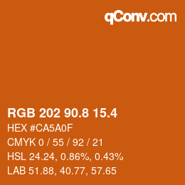 カラーコード: RGB 202 90.8 15.4 | qconv.com