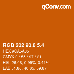 カラーコード: RGB 202 90.8 5.4 | qconv.com
