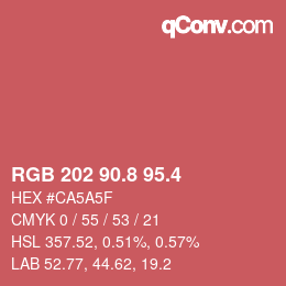 カラーコード: RGB 202 90.8 95.4 | qconv.com