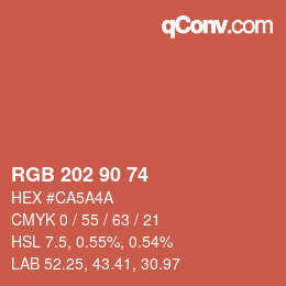 カラーコード: RGB 202 90 74 | qconv.com