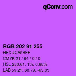Color code: RGB 202 91 255 | qconv.com