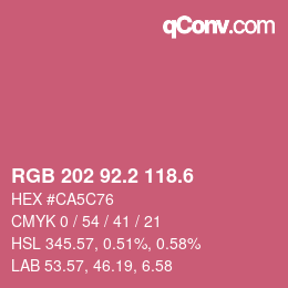 カラーコード: RGB 202 92.2 118.6 | qconv.com