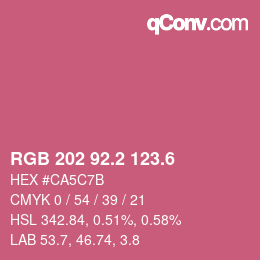 カラーコード: RGB 202 92.2 123.6 | qconv.com