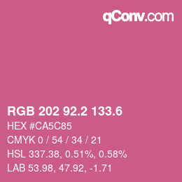 カラーコード: RGB 202 92.2 133.6 | qconv.com