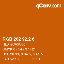 カラーコード: RGB 202 92.2 6 | qconv.com