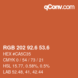 カラーコード: RGB 202 92.6 53.6 | qconv.com