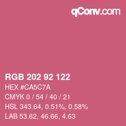 カラーコード: RGB 202 92 122 | qconv.com