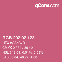 カラーコード: RGB 202 92 123 | qconv.com