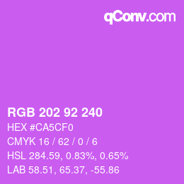 颜色代码: RGB 202 92 240 | qconv.com