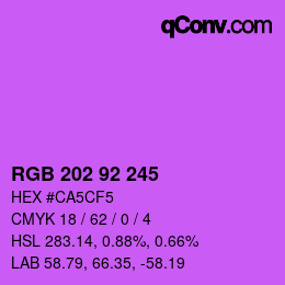 颜色代码: RGB 202 92 245 | qconv.com