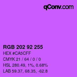 颜色代码: RGB 202 92 255 | qconv.com