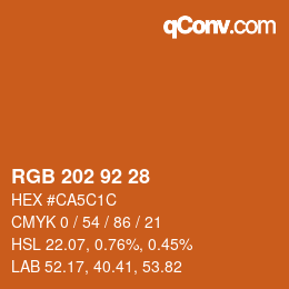 颜色代码: RGB 202 92 28 | qconv.com